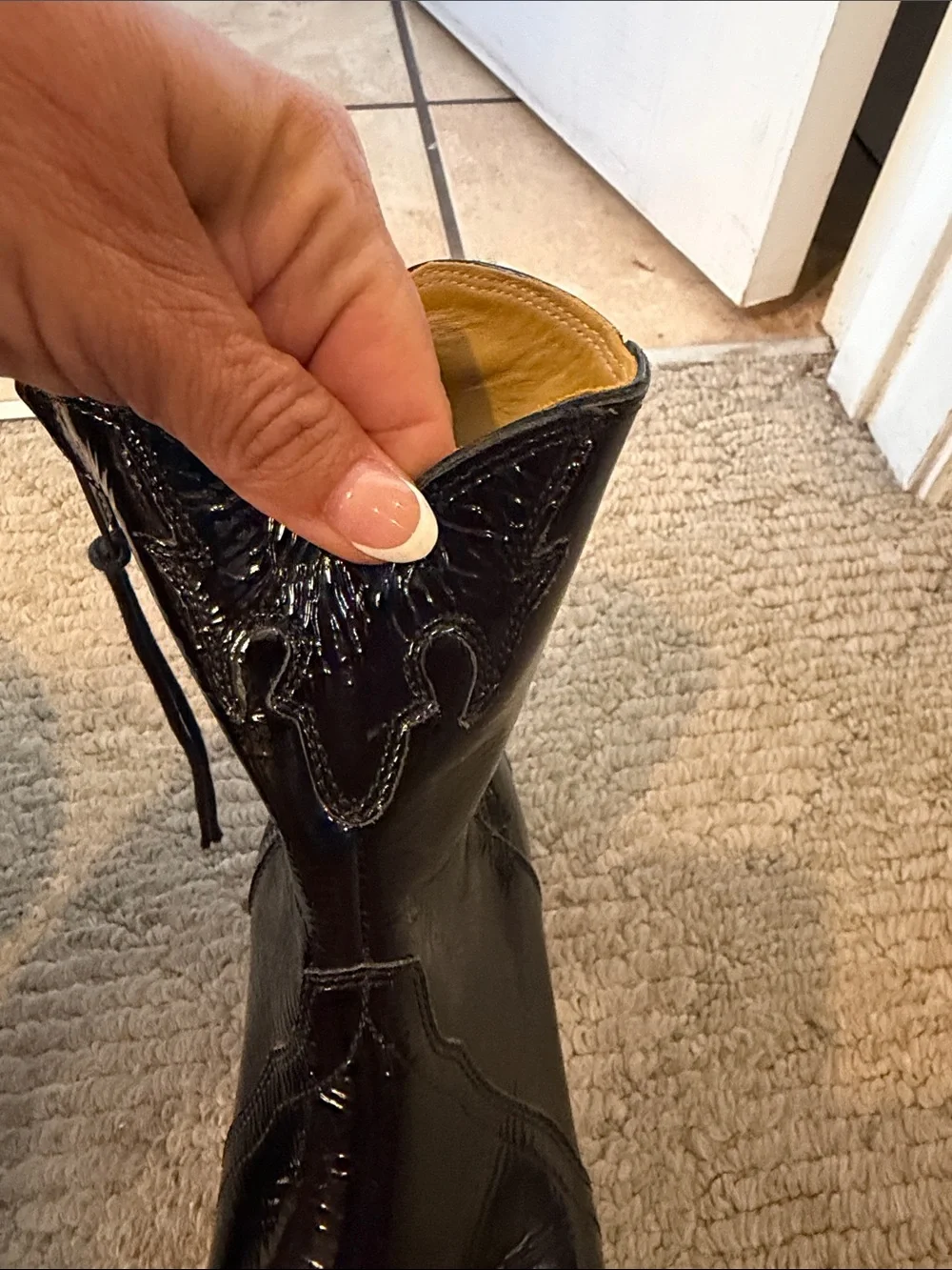 Free People Women's Black Patent Leather Western Ankle Boot